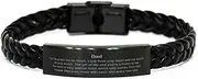 [Generic] Dad Gift. Best Thank You Gift ideas for Dad, I Love You Even More. Appreciation Gifts, Braided Leather Bracelet for Dad, Small, Silver Plated Zinc, Cubic Zirconia