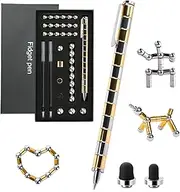 Fidget Pen Magnetic Pen Gold Silver Magnet Pen Fidget Toys for Teen,Fidget Gel Pen Magnet Ballpoint Pen Writing Pen Decompression Magnetic Sculpture Pen for Kids,Adults,Men,Women Xmas Stocking Fillers