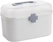 Oshhni Medicine Storage Box Bin Organizer with Organizing Removable Tray Empty First Aid Carrying Case for Vehicle, 26.5x15.5x18cm