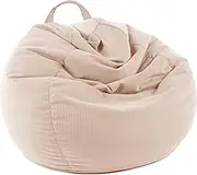 LPMOERA Stuffed Animal Storage Bean Bag Chair Cover (No Filler) for Kids & Adults.Pets Dogs/Cats Lazy Beds.Soft Premium Corduroy Stuffable Organizing Children Plush Toys or Memory Foam, Beige, S