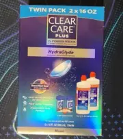 Clear Care Plus Cleaning Solution Twin Pack HydraGlyde 2 x 16oz +2 Cases -New