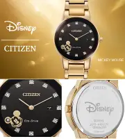 Citizen Eco Drive Disney Mickey Mouse Diamond Gold Tone Quartz Ladies Watch