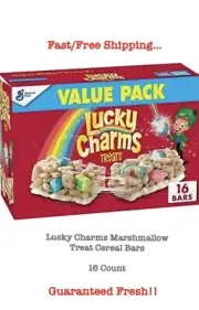 Lucky Charms Breakfast Cereal Treat Bars Snack Bars Value Pack 16 Count Carton