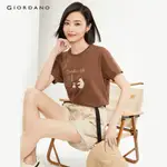 GIORDANO WOMEN 100% 棉戶外印花短袖 T 恤 05394383