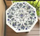 18 Inches White Marble Coffee Table Top Floral Art Entryway Table for Home