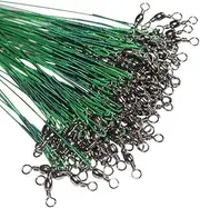 LIKEFISH 60pcs Fishing Wire Leaders Nylon-Coated Fishing Line Wire Leaders with Swivels and Snaps 6inch, 9inch, 12inch
