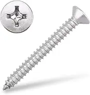 #10 x 2" Flat Head Sheet Metal Screws Phillips Drive Wood Screws, 304 Stainless Steel 18-8, Self Tapping, Pack of 50