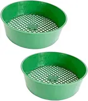 Generic 2pcs Rock Garden Sieve Soil Sifter Round Plastic Gardening Soil Sifting Pan Sand Sifter Compost Sifter Rock Sifter Dirt Sifter for Small Gravel Soil Sand