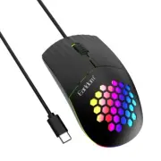 USB C Mouse with Colorful Lights for Type C Devices 1600DPI Gaming Mouse Corded