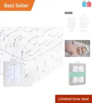 Breathable Jersey Cotton Crib Sheet Set - 2 Grey Floral Designs for Infants