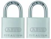 ABUS 64TI/30 Titalium Aluminum Alloy Padlock, Keyed Alike, Pack of 2