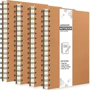 Zealor 4 Pack Hardcover Spiral Notebook College Ruled Notebooks Subject Notebook A5 Size 5.5"x 8.3" for Office and School Supplies (Kraft)