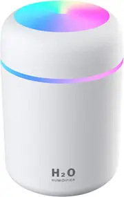 Mini Humidifiers with Colorful Cool LED Night Light 300ml Mist Humidifiers for Car Office Room Bedroom (White)