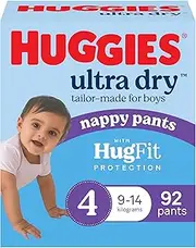 Huggies Ultra Dry Nappy Pants Boy Size 4 (9-14kg) 92 Count - Packaging May Vary