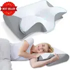 Cervical Neck Pillow Memory Foam Ergonomic Pain Relief for Sleepers Gray Pillow