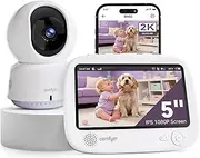 Comfyer Baby Monitor with 2K Camera and Audio, Hybrid 2.4G Wi-Fi and No Wi-Fi Connection, App and Monitor Control, Night Vision, Motion Detection, Temp Sensor, Pan-Tilt, Lullabies, 1600ft Range