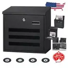 Rust-Proof Wall Mailbox with Security Lock - 13.6x4.3x12.8 Inch Black Edition