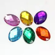 50 Flatback Acrylic Sewing Rhinestone Gems Oval Sew On Beads 18X25mm Craft DIY