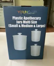 Plastic Apothecary Jars Multi Size Set of 3 Small Medium Large BPA Free