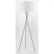 Denise Contemporary Standing Floor Lamp Light Metal Fabric Chrome White