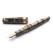 Leonardo Mosaico Fountain Pen in Chiaroscuro with Gold Trim - 14k Elastic Fine