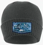Salt Life AQUA BADGE Gray Knit Beanie OSFM NWT