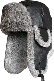 [Superfit] SPYXGS Trapper Hat Winter Hats for Men Women Trooper Russian Warm Hat with Ear Flaps Ushanka Bomber Cap Black