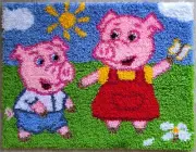 "Piglets" (inspired by Peppa Pig) latch hook rug kit (5 mesh, exclusive)