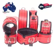 Cowhide Leather Wrist, Ankle, Thigh Cuffs ,Collar Restraint Bondage Set 7 Piece