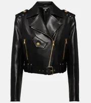 Balmain Cropped leather biker jacket