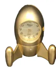 Spaceship Mini Clock In Gold For Desk