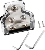 2 Way Zine-Alloy Power Distribution Block, 0/2/4 Gauge in 4/8 Gauge Out Auto Car Audio Distribution Connecting Block, 2 Way Ground Distribution Block for Audio Amplifier Splitter, 1PC