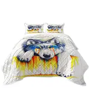 Cute Animal Drawing Drowning in Tears Wolf Cub Coverlet
