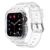 在飛比找蝦皮商城優惠-運動透明錶帶和錶殼透明盔甲矽膠套錶帶兼容蘋果手錶系列 8 7
