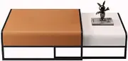 Modern Nesting Coffee Table Set Of 2, Stacking Square Coffee Table, Sturdy Metal End Table, Minimalist Accent Side Table For Living Room, Small Spaces, Bedroom, Office Furniture(Big Orange+little Whit