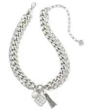 Kendra Scott Everleigh Womens Silver-Tone Daintier Link Chain Necklace BUU1318