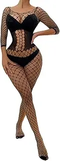 [TOYTEM] Body Stockings for Women Sexy, One Piece Fishnet Bodysuit, Hollow Out Fishnet Lingerie for Women, Jumpsuit & Nightwear