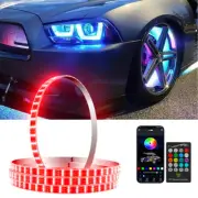 4PCS 15'' RGB LED Wheel Ring Rim Lights Kit Bluetooth For Ford Mustang 2000-2021