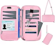 Family Passport Holder Travel Wallet with Airtag Tile Holder RFID Blocking