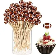 Football Toothpicks for Appetizers, 100-Piece Long Decorative Picks, Baseball & Soccer Cupcake Toppers, Fun Food Skewers, Perfect for Holiday & Birthday Party Celebrations