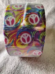 Duck Tape Peace Signs on a Multi Colored Psychedelic background New Discontinued