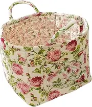 Boho Fabric Storage Basket – 2025 Quilted Cloth Organizer with Handle – Space-Saving Pastoral Style Bin for Toys, Home Decor, Nursery, Closet, and Everyday Storage Needs