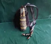 Smoky Quartz Crystal Point Beaded Wand in Black Brown Bronze Brass Wiccan Magick