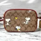 COACH x Peanuts Snoopy Mini Jamie 2-way Camera Bag Signature Canvas CF248 New