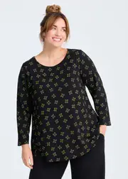[Taking Shape] Taking Shape Natural Casey Xx Top Size 16 in Black / Print, Viscose - Plus Size Women's Clothing Black / Print