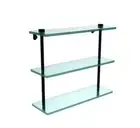 Allied Brass Bathroom Shelf 16"x15" 3-Tier Clear Glass Beveled Edges Matte Black