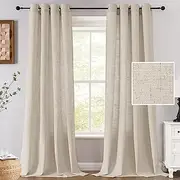 Smarcute Long Sheer Curtains for Bedroom/Living Room Semi-Sheer Curtains 243cm Drop Grommet Elegant Curtain Panel Light Filtering Provide Privacy (Sold Pair, Each Piece W132cm x D243cm, Linen)