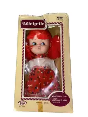 Vintage Doll In Box Michelle Union Toy Orange Red Hair Side Eyes Dress