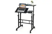 Giantex Mobile Stand Desk Small Laptop Table Height Adjustable Workstation Home Office Desk Black