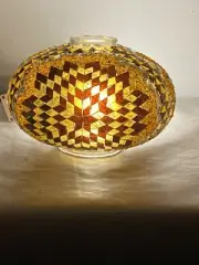 Large Mosaic BOHO Turkish Moroccan Lamp Shade GLASS REPLACEMENT Brown Beige
